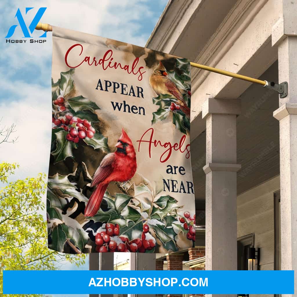 Beautiful cardinal, Frozen cranberry, Cardinal appear when angels are near - Heaven Flag