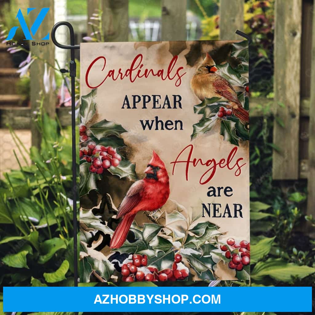 Beautiful cardinal, Frozen cranberry, Cardinal appear when angels are near - Heaven Flag