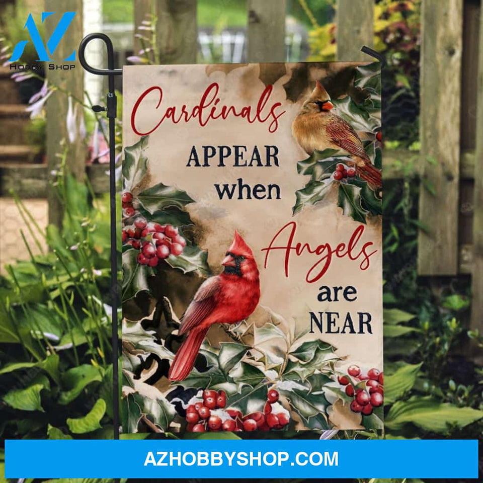 Beautiful cardinal, Frozen cranberry, Cardinal appear when angels are near - Heaven Flag