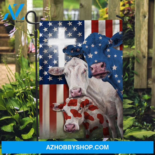 Beautiful cow painting, White cross, Amazing US flag - Cow Flag