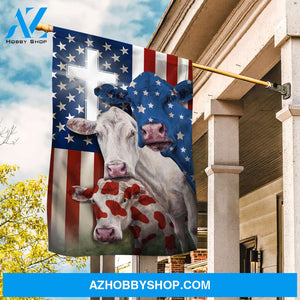 Beautiful cow painting, White cross, Amazing US flag - Cow Flag