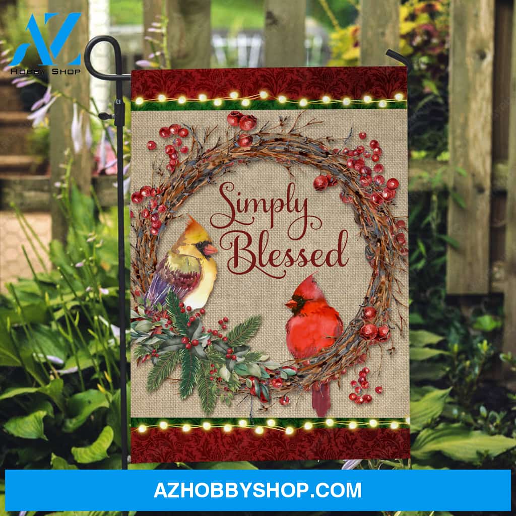 Beautiful cranberry wreath, Pretty cardinal, Simply blessed - Jesus Flag