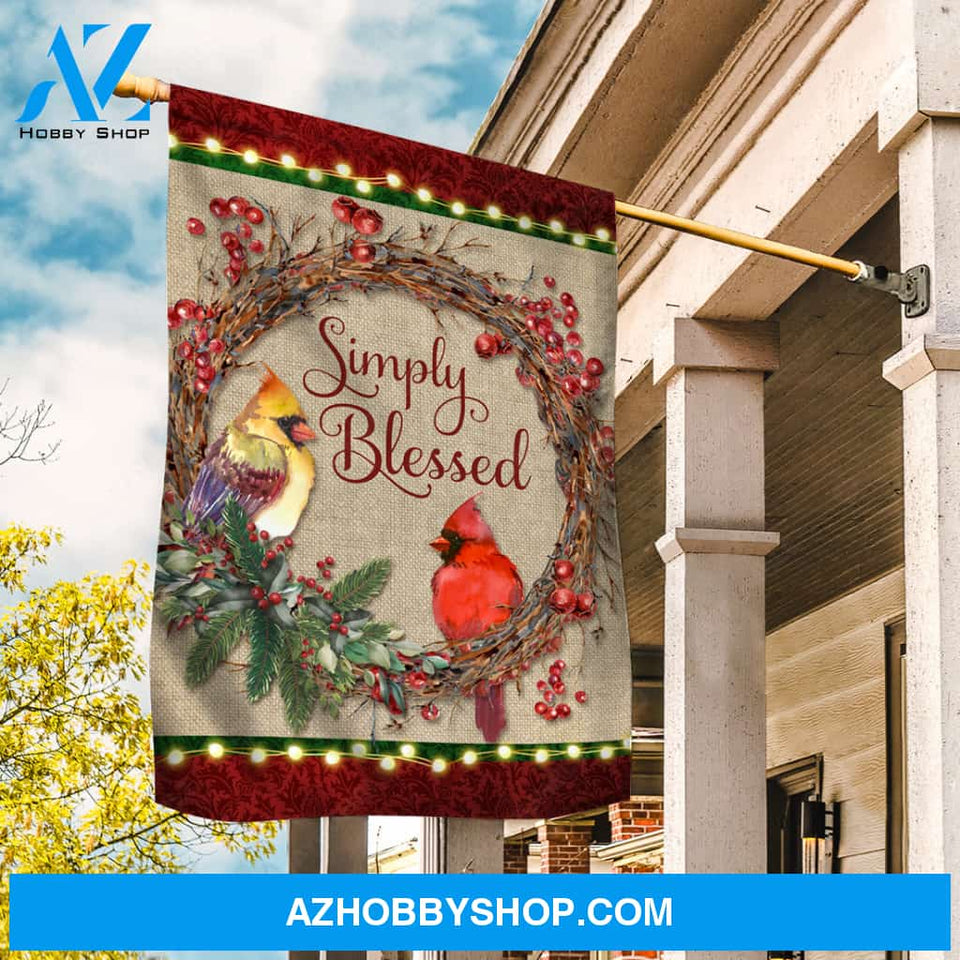 Beautiful cranberry wreath, Pretty cardinal, Simply blessed - Jesus Flag