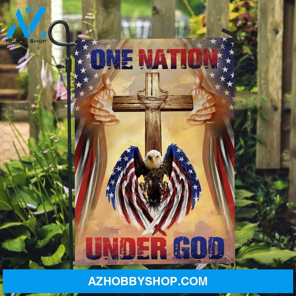 Beautiful eagle, Cross symbol, US flag drawing, One nation under God - Jesus Flag