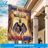 Beautiful eagle, Cross symbol, US flag drawing, One nation under God - Jesus Flag
