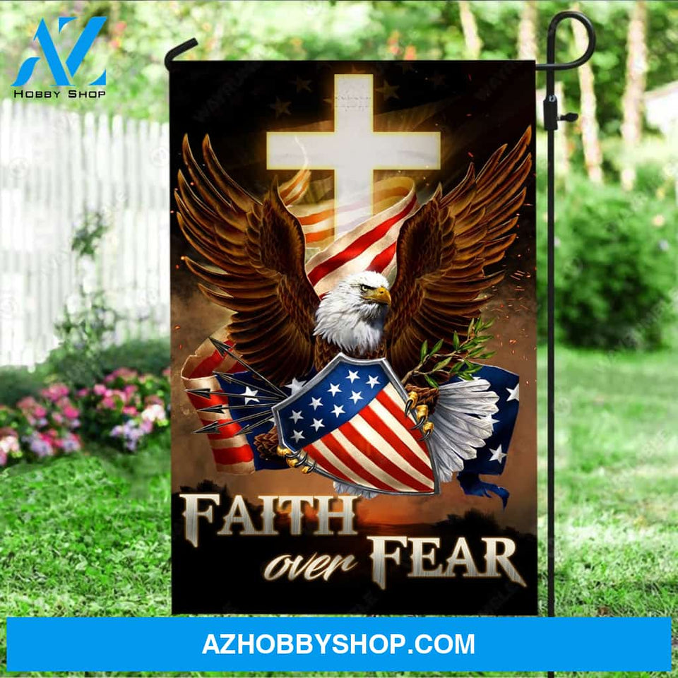 Beautiful eagle painting, Warrior drawing, White cross, Faith over fear - Jesus Flag