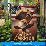 Beautiful eagle, Vintage bible, Cross, US flag painting, God bless America - Jesus Flag