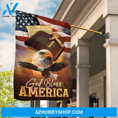 Beautiful eagle, Vintage bible, Cross, US flag painting, God bless America - Jesus Flag