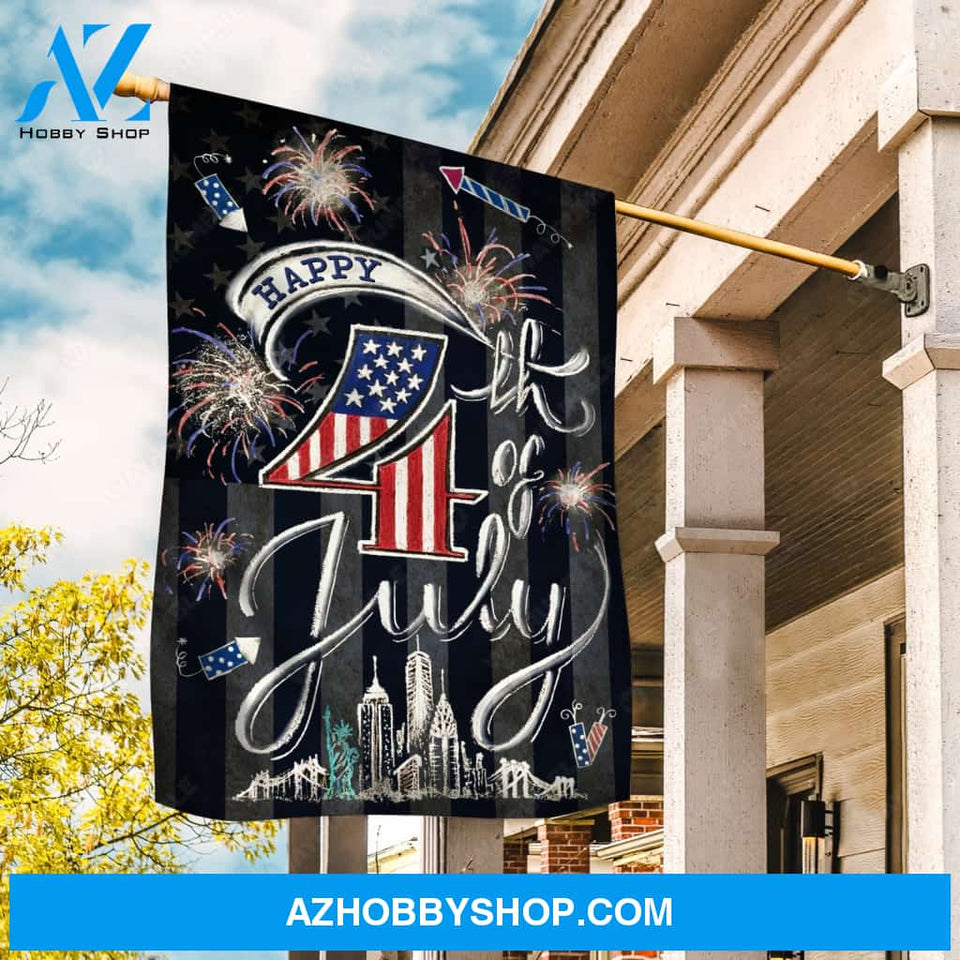 Beautiful firework, Black night, Happy 4th of July - Jesus Flag