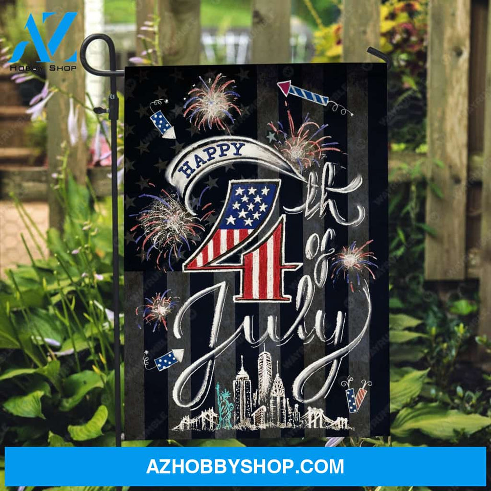 Beautiful firework, Black night, Happy 4th of July - Jesus Flag