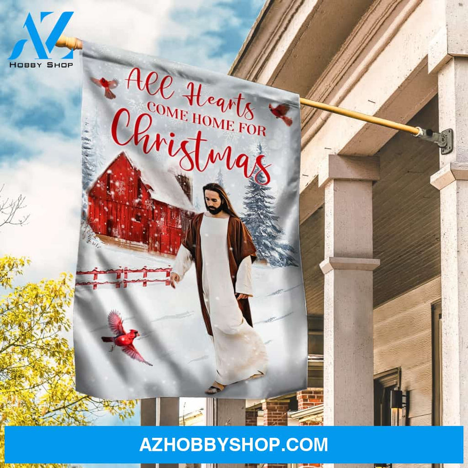 Beautiful flag, Winter vibe Happy Christmas, Jesus painting, All hearts come home for Christmas - Jesus Flag
