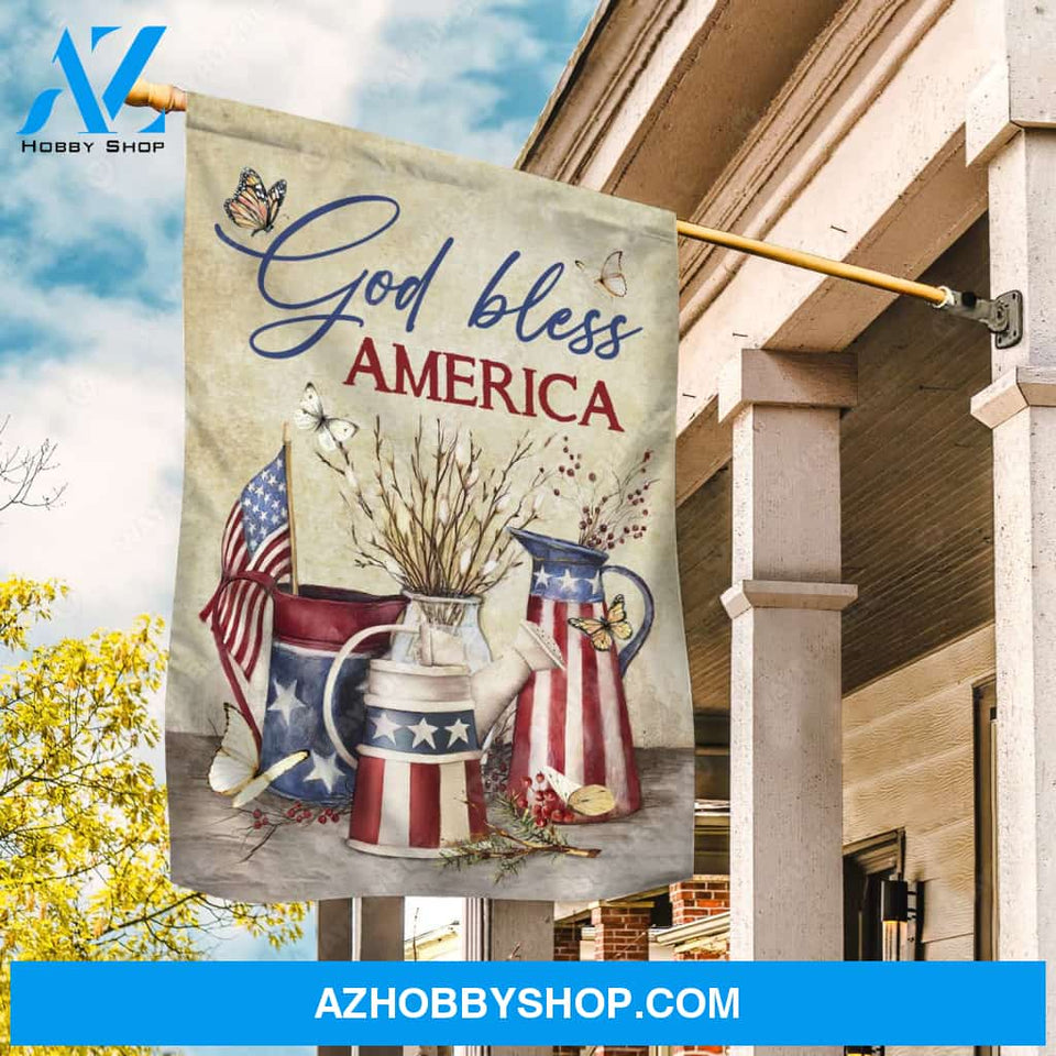 Beautiful flower vase, Attractive US flag, God bless America- Jesus Flag