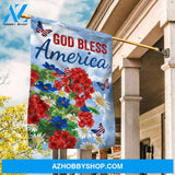 Beautiful flower vase, Blue sky, Pretty butterfly, God bless America - Jesus Flag