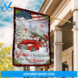 Beautiful ladybug car, Little snowman, Red cardinal, Jesus is the reason for the season - Jesus Flag