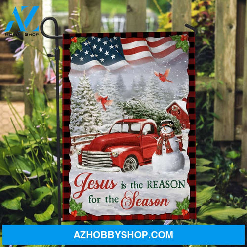 Beautiful ladybug car, Little snowman, Red cardinal, Jesus is the reason for the season - Jesus Flag
