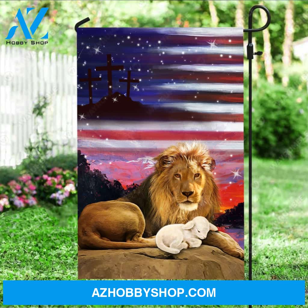 Beautiful lion painting, Little lamb, Magic sky, Galaxy drawing - Jesus Flag