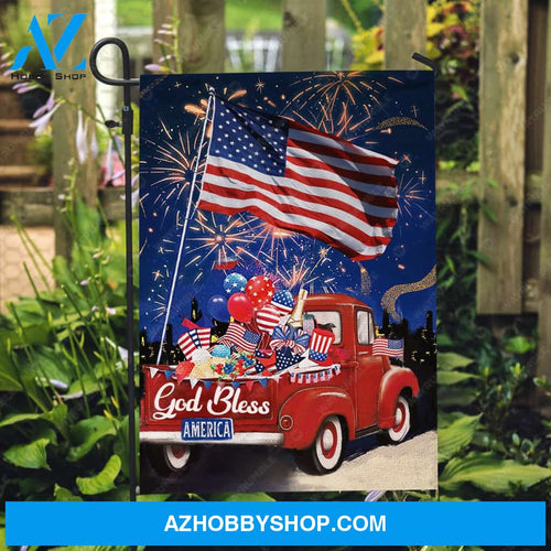 Beautiful night, Colorful firework, US flag, Ladybug car, God bless America - Jesus Flag