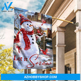 Beautiful snowman, Christmas is coming, Red cardinal, Let it snow - Jesus Flag