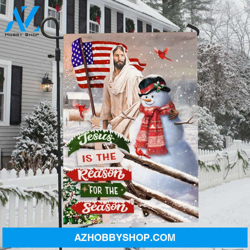 Beautiful snowman, Jesus painting, Stunning US flag, Jesus is the reason for the season - Jesus Flag
