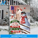 Beautiful snowman, Jesus painting, Stunning US flag, Jesus is the reason for the season - Jesus Flag