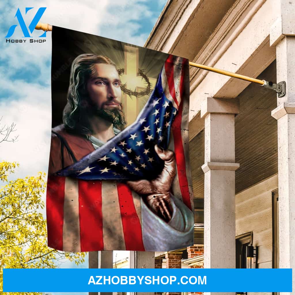 Beautiful US flag, The life of Jesus, Crown of thorn - Jesus Flag
