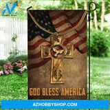 Beautiful wooden cross, Bird drawing, Vintage US flag, God bless America - Jesus Flag