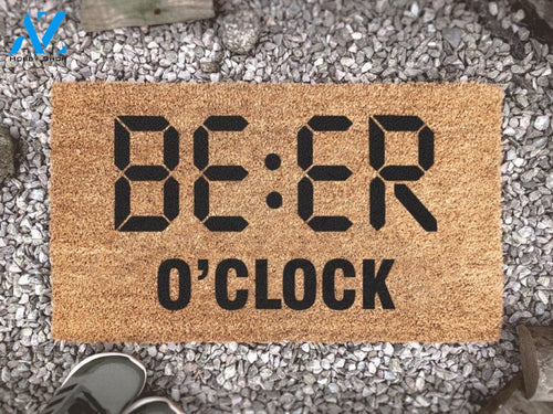 Beer O Clock Welcome Mat - Funny Custom Doormats - Fathers Day - Personalized Mat - Gift For Dad - Gifts For Guys -