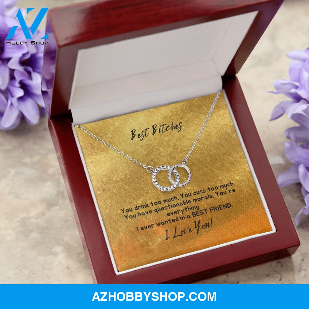 Best Bitches - Best Friend - Perfect Pair Silver Necklace