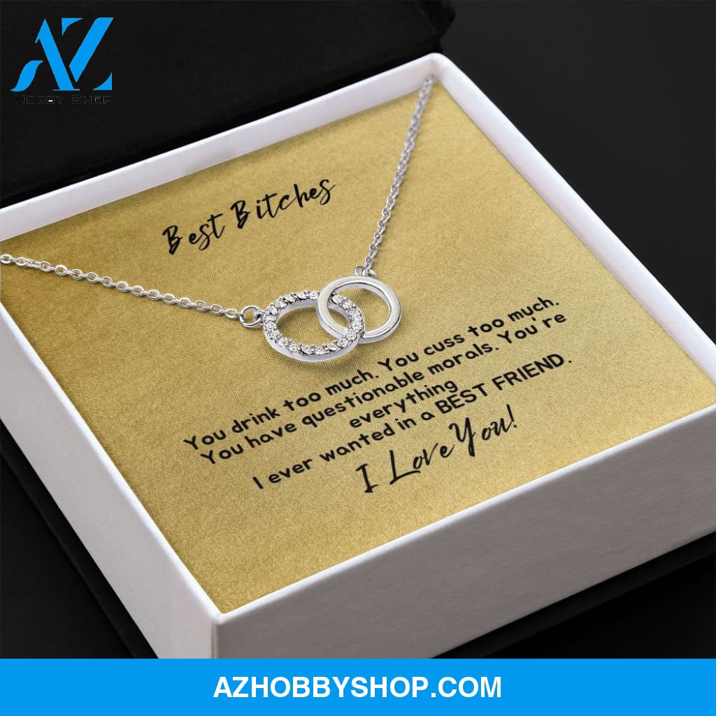 Best Bitches - Best Friend - Perfect Pair Silver Necklace