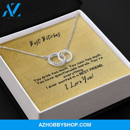 Best Bitches - Best Friend - Perfect Pair Silver Necklace