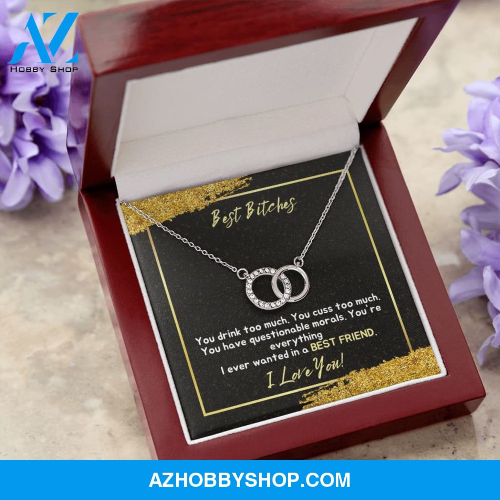Best Bitches - Best Friend - Perfect Pair Silver Necklace