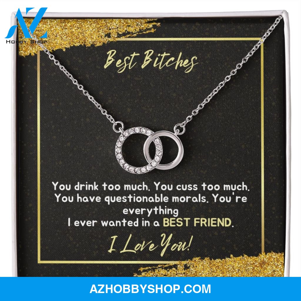 Best Bitches - Best Friend - Perfect Pair Silver Necklace