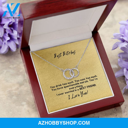 Best Bitches - Best Friend - Perfect Pair Silver Necklace