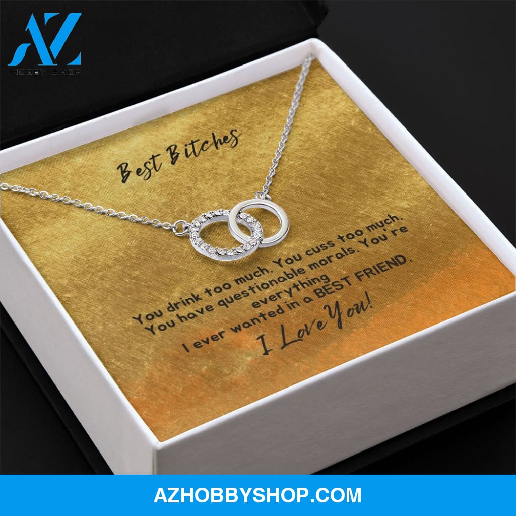 Best Bitches - Best Friend - Perfect Pair Silver Necklace