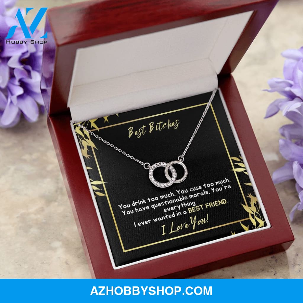 Best Bitches - Best Friend - Perfect Pair Silver Necklace