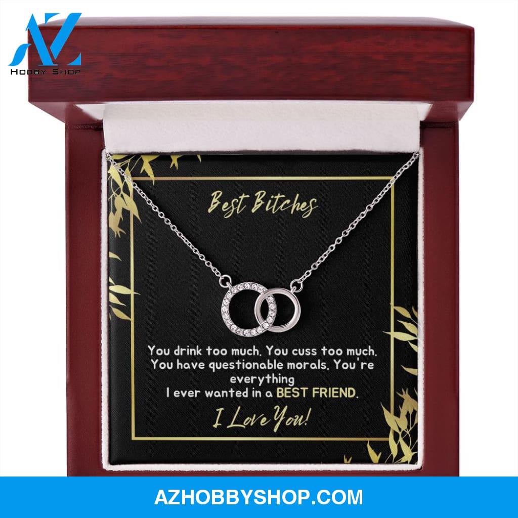 Best Bitches - Best Friend - Perfect Pair Silver Necklace