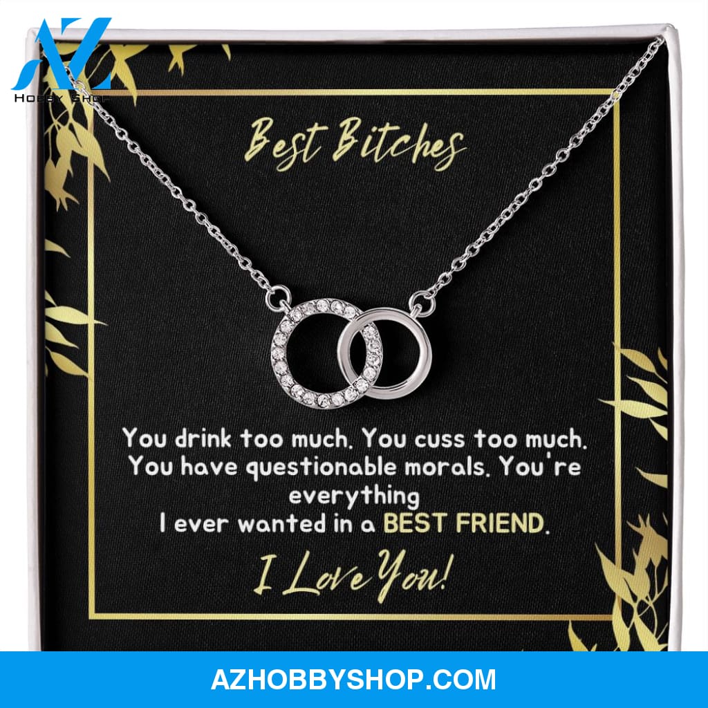 Best Bitches - Best Friend - Perfect Pair Silver Necklace