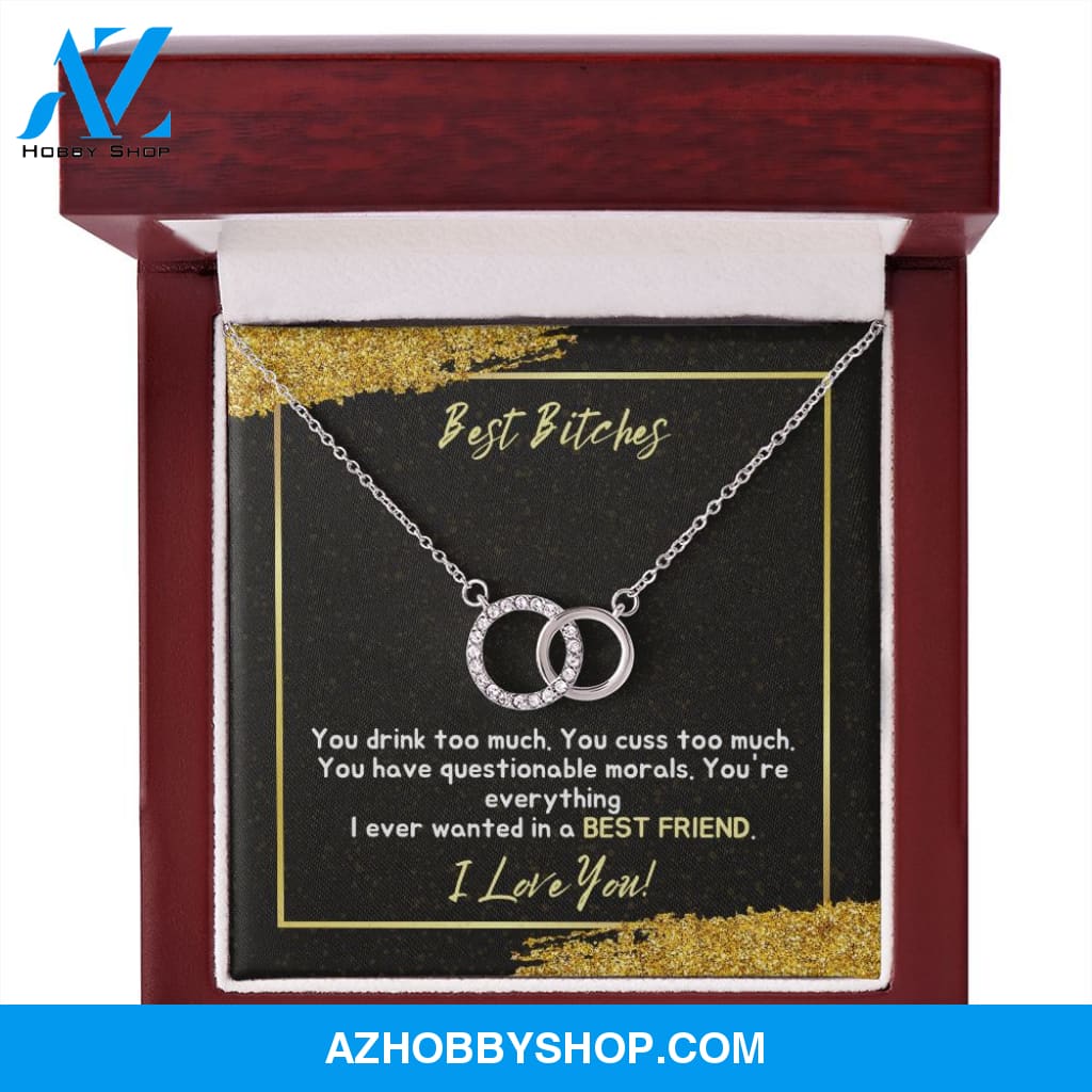 Best Bitches - Best Friend - Perfect Pair Silver Necklace