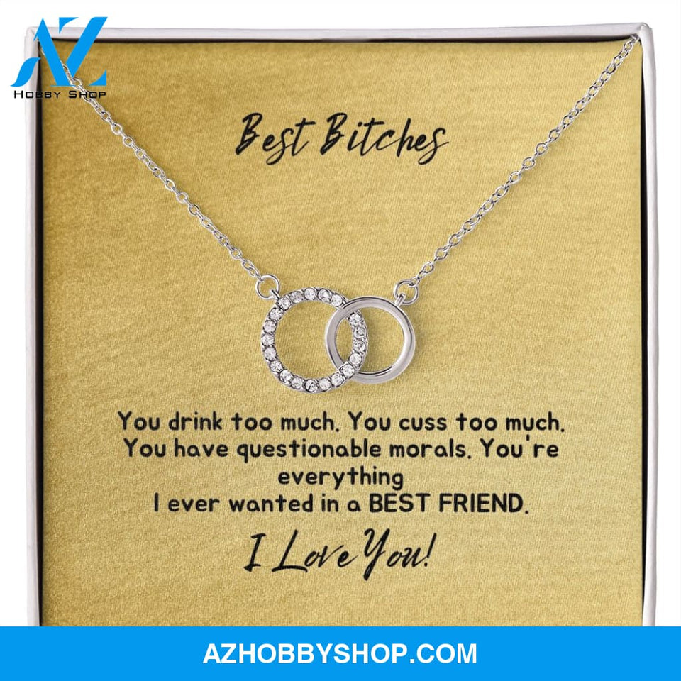 Best Bitches - Best Friend - Perfect Pair Silver Necklace