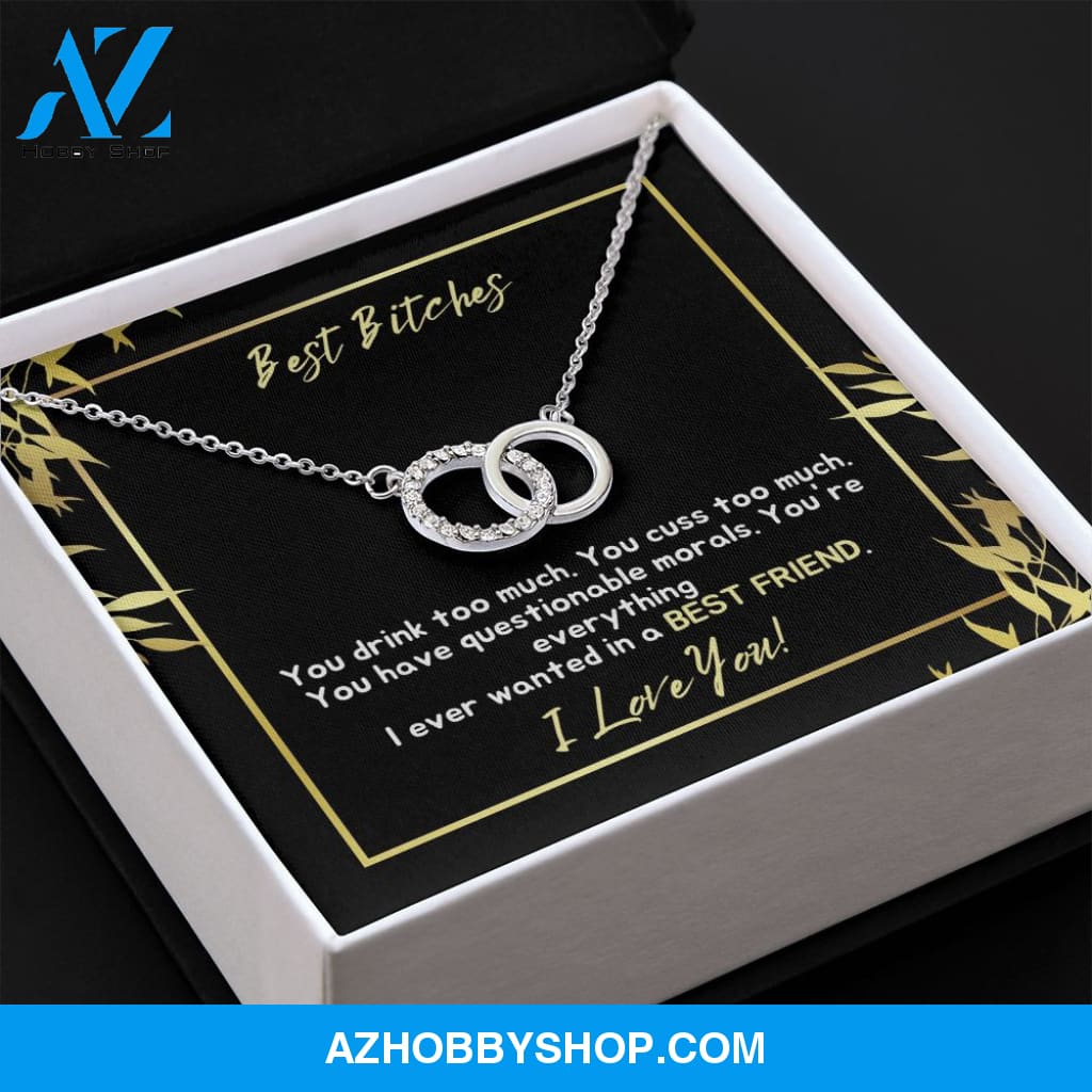 Best Bitches - Best Friend - Perfect Pair Silver Necklace
