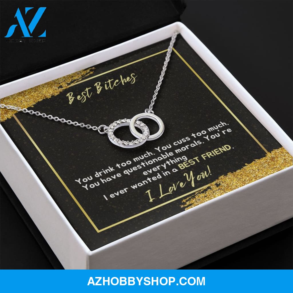 Best Bitches - Best Friend - Perfect Pair Silver Necklace
