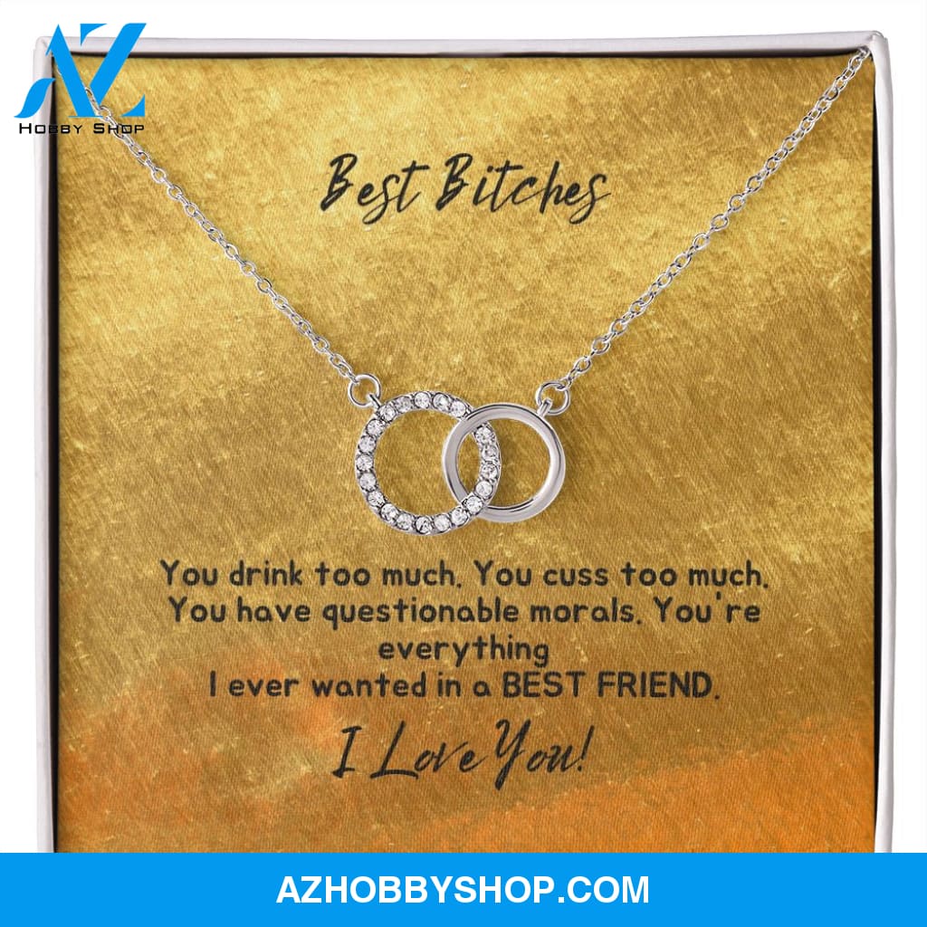Best Bitches - Best Friend - Perfect Pair Silver Necklace