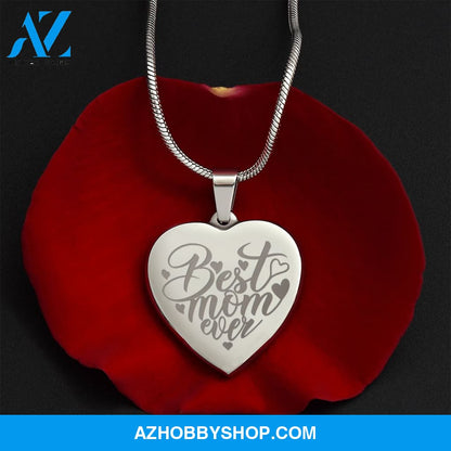 Best Mom Ever - Engraved Heart Necklace