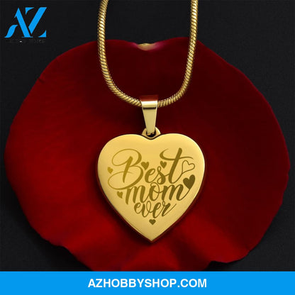 Best Mom Ever - Engraved Heart Necklace