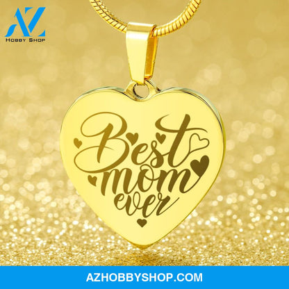 Best Mom Ever - Engraved Heart Necklace