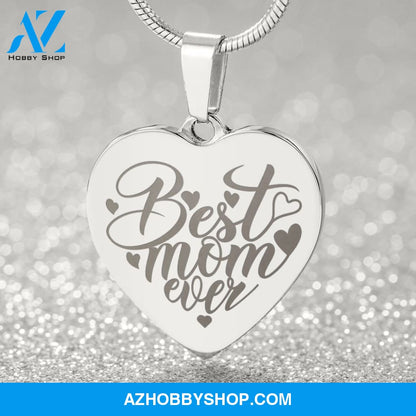 Best Mom Ever - Engraved Heart Necklace