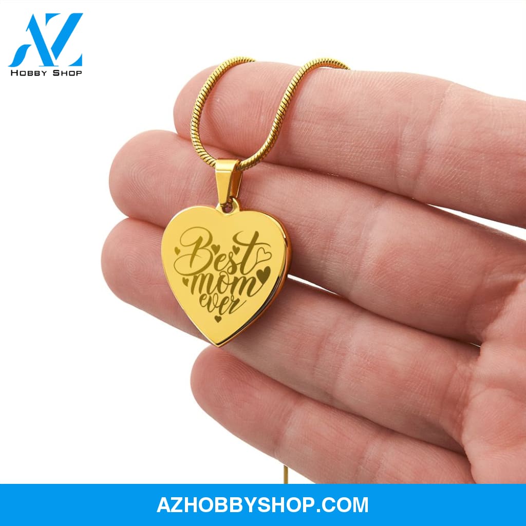 Best Mom Ever - Engraved Heart Necklace
