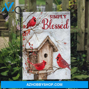 Big cardinal, Beautiful birdhouse, Cranberry forest, Simply blessed - Jesus Flag