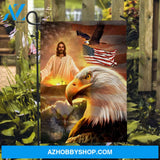 Big eagle, Walking with Jesus, US flag painting - Jesus Flag