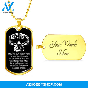 Biker's Prayer - Graphical Dog Tag & Ball chain (steel) man